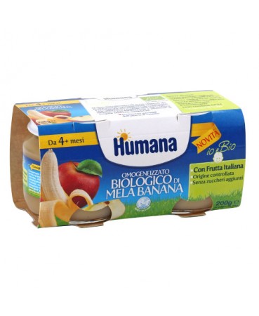 HUMANA OMOGENEIZZATO MELA/BANANA BIO 2 VASETTI 100 G - Farmacia Murachelli Di Putelli dr. Giovanni