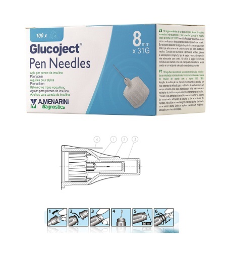 AGO PER PENNA DA INSULINA GLUCOJECT LUNGHEZZA 8 MM GAUGE 31 100 PEZZI - Farmacia Murachelli Di Putelli dr. Giovanni