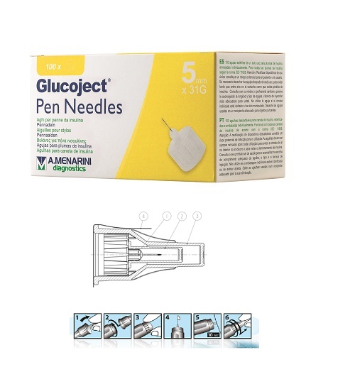 AGO PER PENNA DA INSULINA GLUCOJECT LUNGHEZZA 5 MM GAUGE 31 100 PEZZI - Farmacia Murachelli Di Putelli dr. Giovanni