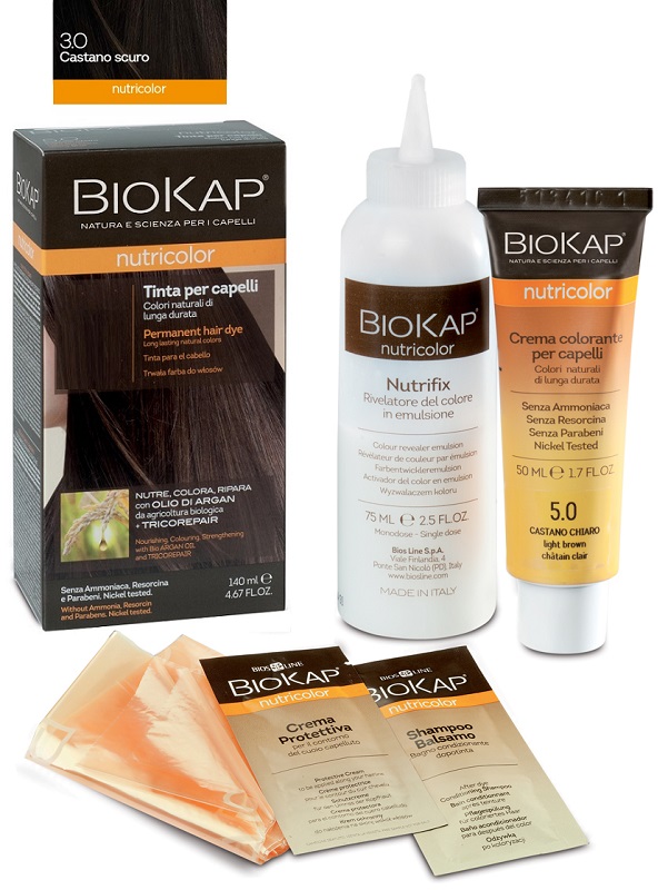 BIOKAP NUTRICOLOR 3,0 NEW CASTANO SCURO TINTA TUBO + FLACONE - Farmacia Murachelli Di Putelli dr. Giovanni