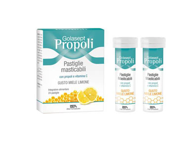GOLASEPT PROPOLI 24 COMPRESSE MASTICABILI MIELE LIMONE - Farmacia Murachelli Di Putelli dr. Giovanni