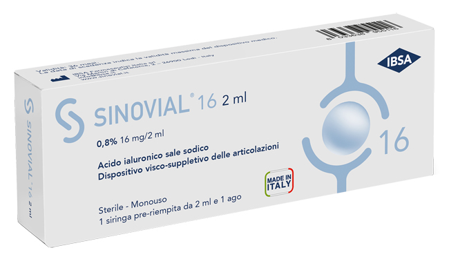 SIRINGA INTRA-ARTICOLARE SINOVIAL 16 ACIDO IALURONICO SALE SODICO 0,8% 16MG/2ML 2ML + AGO 21 GAUGE - Farmacia Murachelli Di Putelli dr. Giovanni