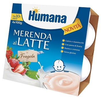 HUMANA MERENDA AL LATTE GUSTO FRAGOLA 100 G 4 PEZZI - Farmacia Murachelli Di Putelli dr. Giovanni