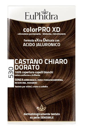 EUPHIDRA COLORPRO XD 530 CASTANO CHIARO DORATO GEL COLORANTE CAPELLI IN FLACONE + ATTIVANTE + BALSAMO + GUANTI - Farmacia Murachelli Di Putelli dr. Giovanni