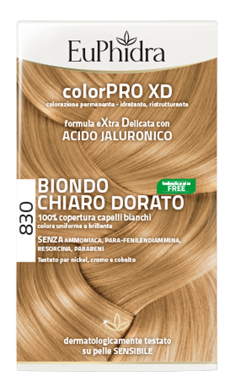 EUPHIDRA COLORPRO XD 830 BIONDO CHIARO DORATO GEL COLORANTE CAPELLI IN FLACONE + ATTIVANTE + BALSAMO + GUANTI - Farmacia Murachelli Di Putelli dr. Giovanni