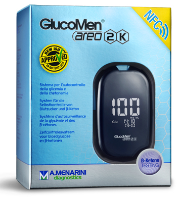 GLUCOMETRO GLUCOMEN AREO 2K PER AUTOMISURAZIONE DELLA GLICEMIA DA SANGUE INTERO CAPILLARE DIMENSIONE 85,5X56X18,2 MM PESO 46 G - Farmacia Murachelli Di Putelli dr. Giovanni