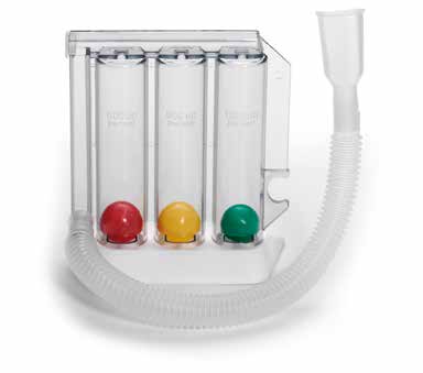 DISPOSITIVO PER ESERCITAZIONE DELLA RESPIRAZIONE CON INSPIRAZIONE MONOPAZIENTE RESPIPROGRAM CORPO A 3 CAMERE CON INDICATORI MOBILI CON TUBO E BOCCAGLIO IN POLIETILENE - Farmacia Murachelli Di Putelli dr. Giovanni
