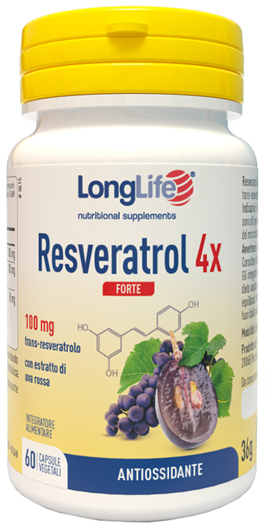 LONGLIFE RESVERATROL 4X FORTE 60 CAPSULE VEGETALI - Farmacia Murachelli Di Putelli dr. Giovanni