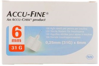 AGO PER PENNA DA INSULINA ACCU-FINE PEN NEEDLE ACCU-CHEK GAUGE 31 X 6MM 100 PEZZI - Farmacia Murachelli Di Putelli dr. Giovanni
