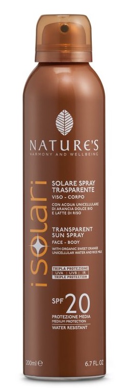 NATURE'S I SOLARI SPRAY TRASPARENTE SPF20 200 ML - Farmacia Murachelli Di Putelli dr. Giovanni
