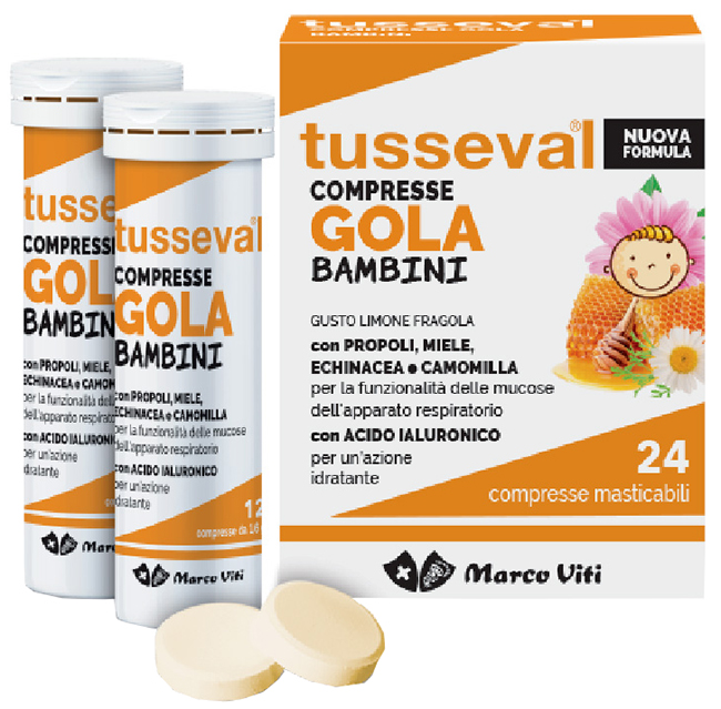 TUSSEVAL GOLA BAMBINI 24 COMPRESSE - Farmacia Murachelli Di Putelli dr. Giovanni