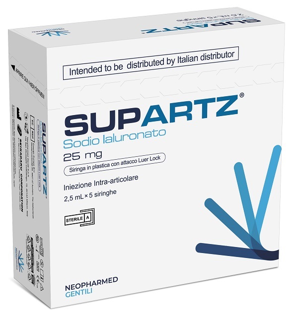 SIRINGA PRERIEMPITA INTRA-ARTICOLARE SUPARTZ ACIDO IALURONICO 25 MG 2,5 ML 5 PEZZI - Farmacia Murachelli Di Putelli dr. Giovanni