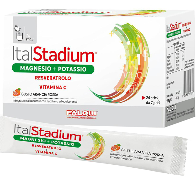 ITALSTADIUM MAGNESIO POTASSIO RESVERATOLO VITAMINA C ARANCIA ROSSA 24 STICK - Farmacia Murachelli Di Putelli dr. Giovanni