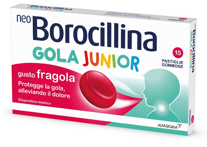 NEOBOROCILLINA GOLA JUNIOR 15 PASTIGLIE GUSTO FRAGOLA - Farmacia Murachelli Di Putelli dr. Giovanni