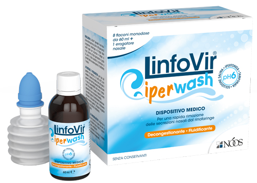 LINFOVIR IPERWASH SOLUZIONE SALINA IPERTONICA TAMPONATA 8 FLACONI DA 60 ML + 1 EROGATORE NASALE - Farmacia Murachelli Di Putelli dr. Giovanni
