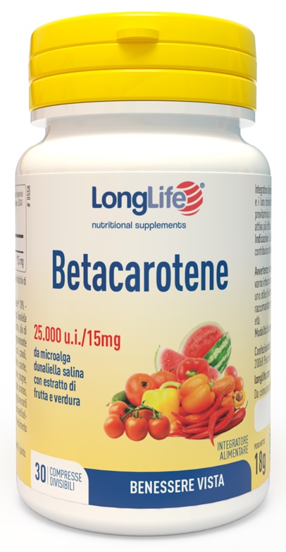 LONGLIFE BETACAROTENE 25000 UI 30 COMPRESSE - Farmacia Murachelli Di Putelli dr. Giovanni