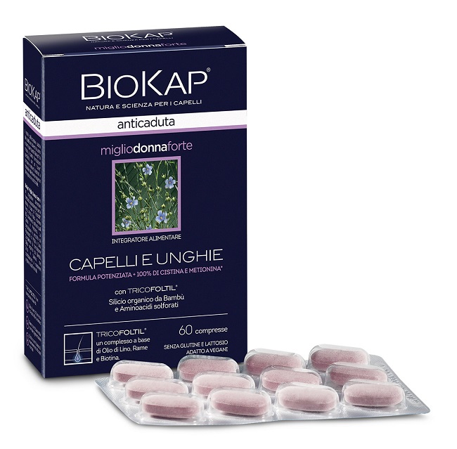 BIOKAP ANTICADUTA MIGLIO DONNA FORTE CON TRICOFOLTIL 60 COMPRESSE - Farmacia Murachelli Di Putelli dr. Giovanni