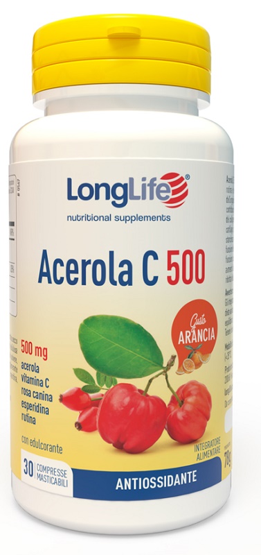 LONGLIFE ACEROLA C500 ARANCIA 30 COMPRESSE MASTICABILI - Farmacia Murachelli Di Putelli dr. Giovanni