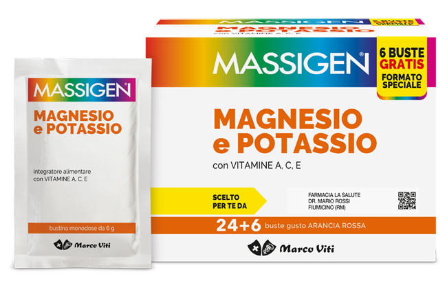 MASSIGEN MAGNESIO POTASSIO 24 BUSTINE + 6 BUSTINE - Farmacia Murachelli Di Putelli dr. Giovanni