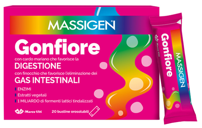 MASSIGEN GONFIORE 20 BUSTINE OROSOLUBILI - Farmacia Murachelli Di Putelli dr. Giovanni