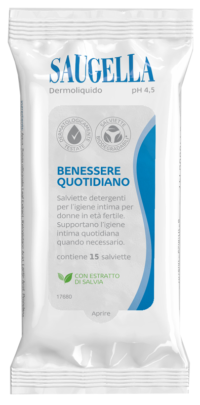 SAUGELLA DERMOLIQUIDO SALVIETTINE 15 PEZZI - Farmacia Murachelli Di Putelli dr. Giovanni