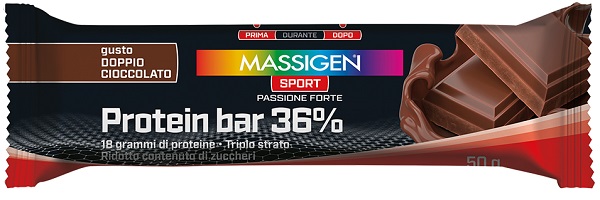MASSIGEN SPORT PROTEIN BARRETTA 36% DOPPIO CIOCCOLATO 35 G - Farmacia Murachelli Di Putelli dr. Giovanni
