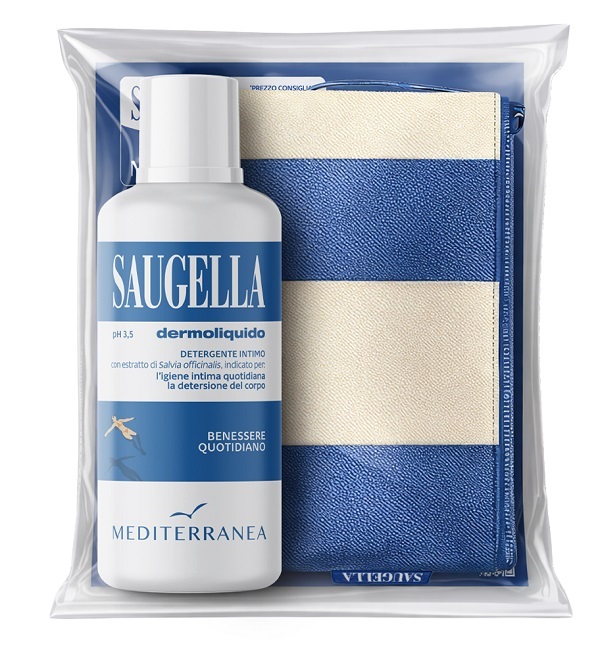 SAUGELLA MEDITERRANEA BUNDLE DERMOLIQUIDO 500 ML + GADGET POCHETTE - Farmacia Murachelli Di Putelli dr. Giovanni