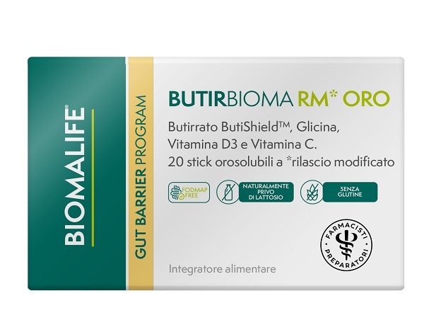 BIOMALIFE BUTIRBIOMA RM ORO 20 STICK OROSOLUBILI SENZA EDULCORANTI SENZA ZUCCHERI AGGIUNTI SENZA GLUTINE NATURALMENTE PRIVO DI LATTOSIO - Farmacia Murachelli Di Putelli dr. Giovanni