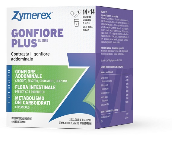 ZYMEREX GONFIORE PLUS 14+14 BUSTINE DA 2 G CON EDULCORANTE SENZA ZUCCHERI SENZA GLUTINE SENZA LATTOSIO - Farmacia Murachelli Di Putelli dr. Giovanni