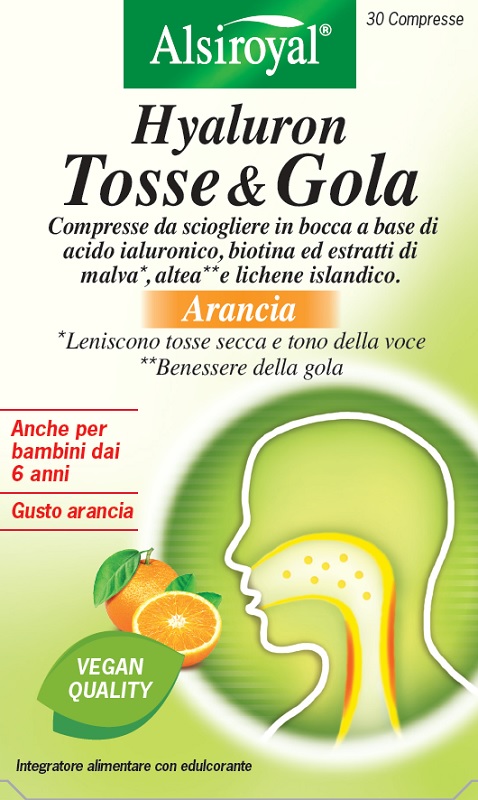 HYALURON TOSSE & GOLA ARANCIA 30 COMPRESSE MASTICABILI - Farmacia Murachelli Di Putelli dr. Giovanni