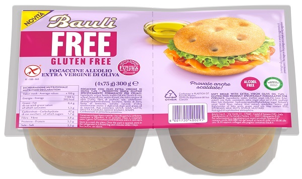 BAULI FREE FOCACCINE OLIO EXTRA VERGINE OLIVA 4 PEZZI DA 75 G - Farmacia Murachelli Di Putelli dr. Giovanni