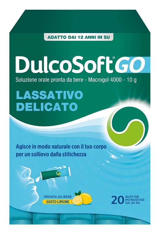 DULCOSOFT GO SENZA ZUCCHERO SENZA GLUTINE SENZA LATTOSIO GUSTO LIMONE 20 BUSTINE DA 20 ML - Farmacia Murachelli Di Putelli dr. Giovanni