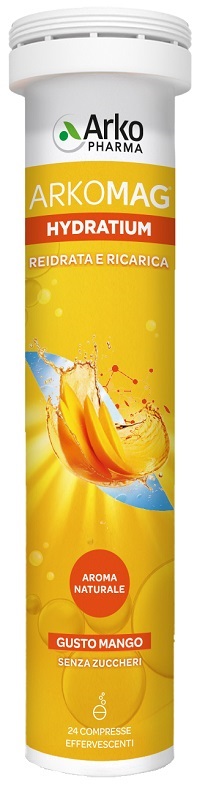 ARKOMAG HYDRATIUM REIDRATA E RICARICA MANGO 24 COMPRESSE EFFERVESCENTI SENZA ZUCCHERI CON EDULCORANTE - Farmacia Murachelli Di Putelli dr. Giovanni