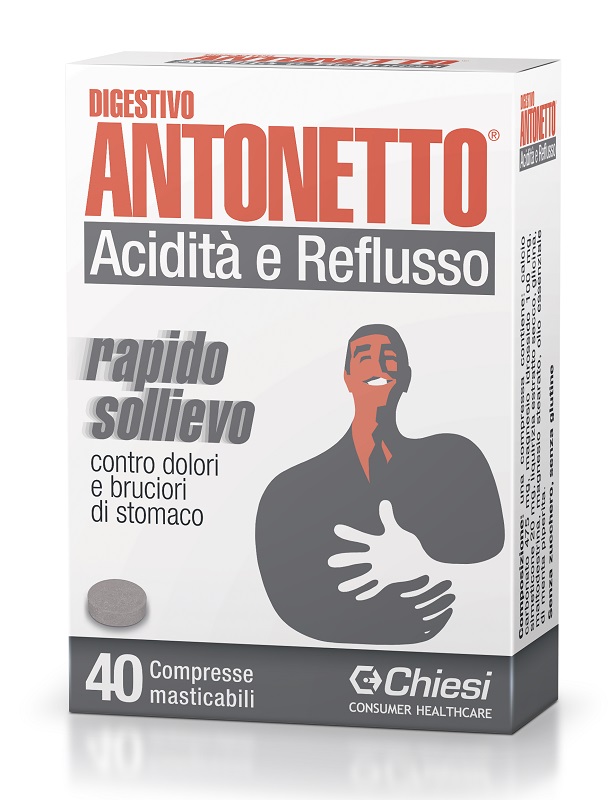DIGESTIVO ANTONETTO ACIDITA' E REFLUSSO 40 COMPRESSE MASTICABILI - Farmacia Murachelli Di Putelli dr. Giovanni