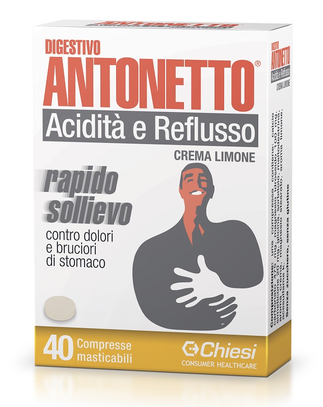 DIGESTIVO ANTONETTO ACIDITA' E REFLUSSO CREMA AL LIMONE 40 COMPRESSE MASTICABILI - Farmacia Murachelli Di Putelli dr. Giovanni