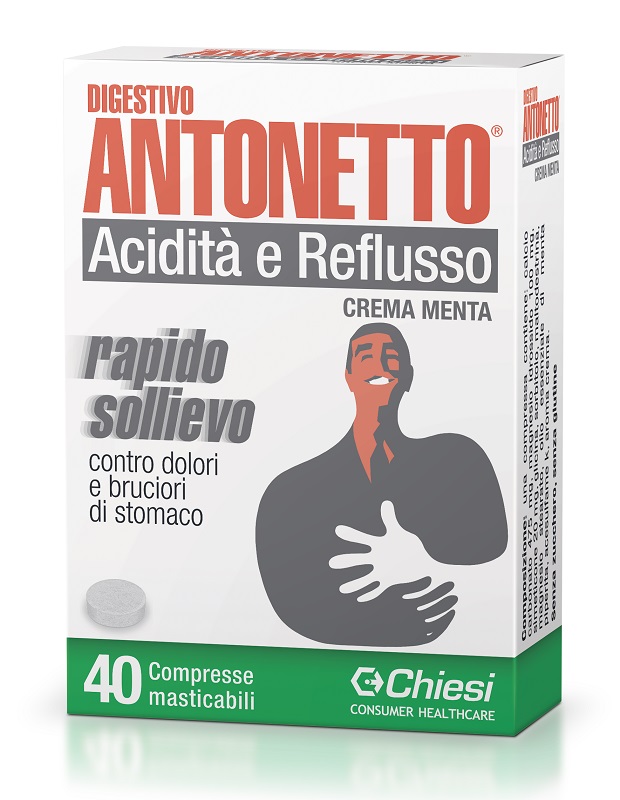 DIGESTIVO ANTONETTO ACIDITA' E REFLUSSO CREMA ALLA MENTA 40 COMPRESSE MASTICABILI - Farmacia Murachelli Di Putelli dr. Giovanni