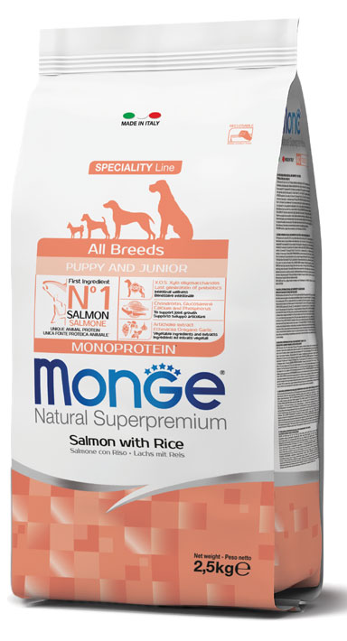 MONGE ALL BREEDS PUPPY SALMONE & RISO 2500 G - Farmacia Murachelli Di Putelli dr. Giovanni