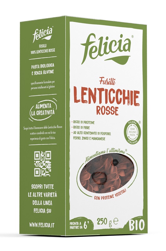 FELICIA BIO FUSILLI DI LENTICCHIE ROSSE 250 G - Farmacia Murachelli Di Putelli dr. Giovanni
