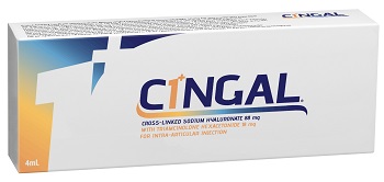 SIRINGA PRERIEMPITA INTRA ARTICOLARE CINGAL 4 ML 22MG/ML ACIDO RETICOLATO CON 4,5 MG/ML TRIAMCINOLONE ESACETONIDE - Farmacia Murachelli Di Putelli dr. Giovanni