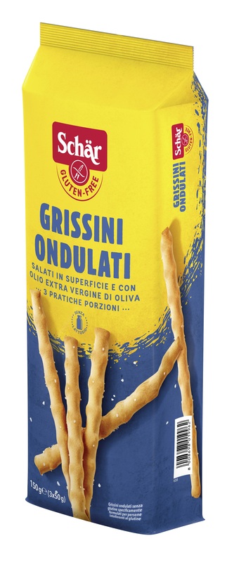 SCHAR GRISSINI ONDULATI SALATI IN SUPERFICIE 3 PORZIONI DA 50 G - Farmacia Murachelli Di Putelli dr. Giovanni