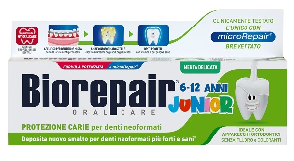 BIOREPAIR ORAL CARE JUNIOR 6-12 ANNI DENTIFRICIO PROTEZIONE ANTI CARIE SMALTO NEOFORMATO ALLA MENTA DELICATA 75 ML - Farmacia Murachelli Di Putelli dr. Giovanni