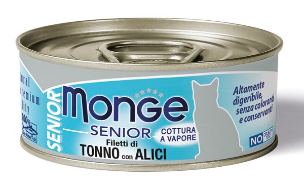 MONGE NATURAL QUALITY GATTO MONGE JELLY FILETTI DI TONNO/ACCIUGHINE SENIOR 80 G - Farmacia Murachelli Di Putelli dr. Giovanni