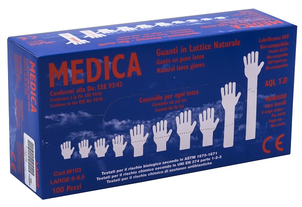 GUANTI LATTICE CON POLVERE LARGE 100 PEZZI GAMMADIS - Farmacia Murachelli Di Putelli dr. Giovanni