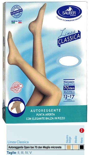 SAUBER AUTOREGGENTE OPEN TOE MAGLIA MICRORETE 70 DEN COLORE NEUTRO BEIGE TAGLIA 5 LINEA CLASSICA - Farmacia Murachelli Di Putelli dr. Giovanni