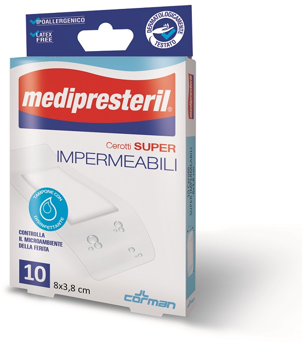 MEDIPRESTERIL CEROTTI IMPERMIABILI SUPER 8 X 3,8 10 PEZZI - Farmacia Murachelli Di Putelli dr. Giovanni