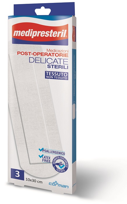 MEDICAZIONE POST OPERATORIA MEDIPRESETERIL DELICATA TNT 10X30CM 3 PEZZI - Farmacia Murachelli Di Putelli dr. Giovanni