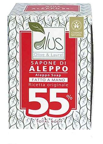 ALUS OLIVE & LAUREL SAPONE DI ALEPPO FATTO A MANO 55% 200 G - Farmacia Murachelli Di Putelli dr. Giovanni