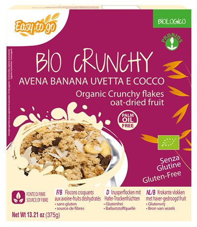 EASY TO GO BIO CRUNCHY AVENA BANANA UVETTA E COCCO 375 G - Farmacia Murachelli Di Putelli dr. Giovanni