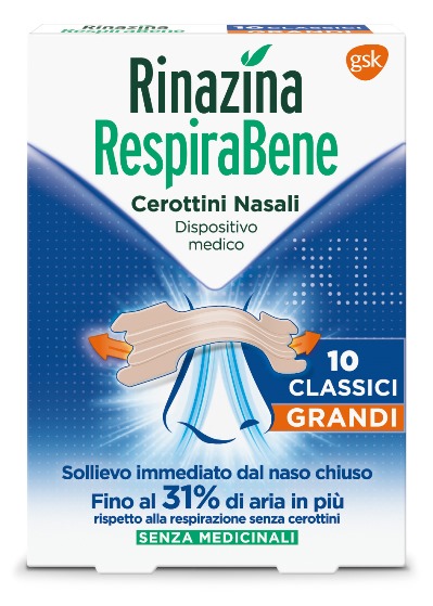 RINAZINA RESPIRABENE CEROTTI NASALI CLASSICI GRANDI CARTON 10 PEZZI - Farmacia Murachelli Di Putelli dr. Giovanni