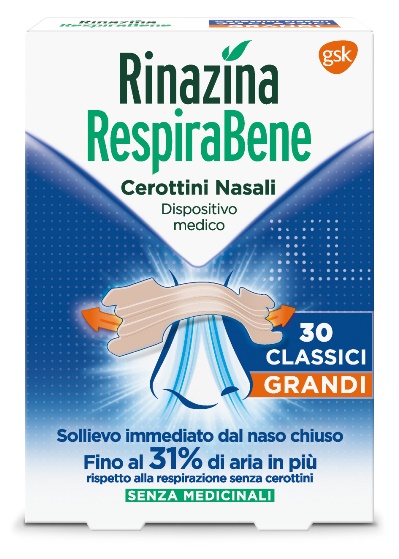 RINAZINA RESPIRABENE CEROTTI NASALI CLASSICI GRANDI CARTON 30 PEZZI - Farmacia Murachelli Di Putelli dr. Giovanni